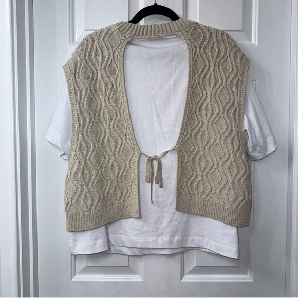 Zara sweater vest layered attached inner shirt size Large - Picture 2 of 3